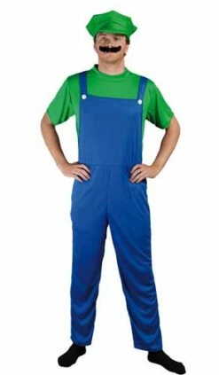 Costume Adulte Plombier Vert Et Bleu LUIGI