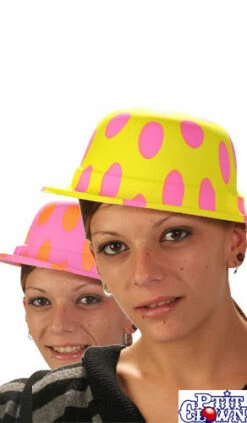 1 Chapeau Plastique Melon - Fluo à Pois - Couleurs Assorties