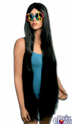 Perruque MORTICIA - Longue Raide - 1 M - Noire