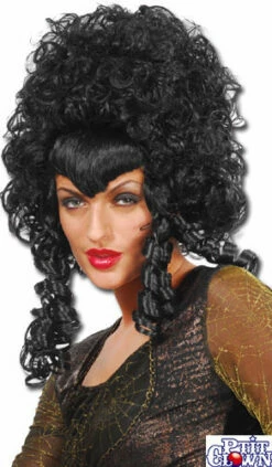 Perruque Gothique Longue Frisée Avec Anglaises - Noire