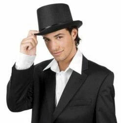 Boland Chapeau Haut De Forme Satin Noir Luxe