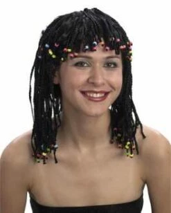 Boland Perruque RASTA - Tresses Noires Avec Perles Couleurs