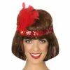 Bandeau Charleston Sequins Avec Plume - Rouge