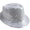 Borsalino Tissu Sequins Adulte - Argent - -WIDMANN Magasin Borsalino tissu sequins adulte Argent