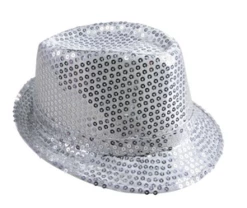 Borsalino Tissu Sequins Adulte - Argent -