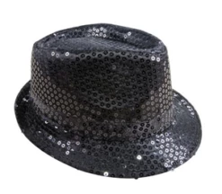Borsalino Tissu Sequins Adulte - Noir -