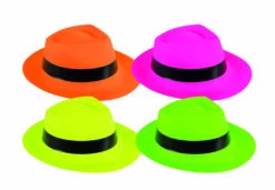 1 Chapeau Plastique Al Capone Fluo 4 Couleurs Assorties