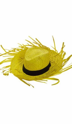 1 Chapeau De Paille Pour Adulte Ruban Noire 5 Couleurs Naturel, Bleu, Jaune, Rose, Orange