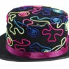 Chapeau Feutre HDF Adulte - Noir Avec Motifs Fluo -WIDMANN Magasin Chapeau feutre HDF adulte noir avec motifs fluo 46503