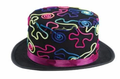 Chapeau Feutre HDF Adulte - Noir Avec Motifs Fluo
