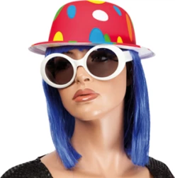 Chapeau Plastique Melon - Rouge à Pois Multicolores