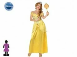 Costume Adulte De Princesse Jaune Belle Robe Longue Taille S Et M/L