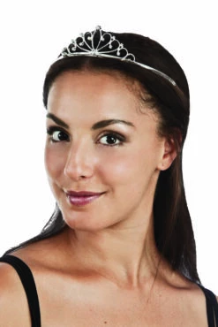 Diadème De Princesse Luxe En Métal Argenté Avec Strass