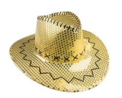 Chapeau Cow Boy à Sequins Adulte Or