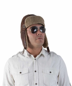 Chapeau D'Aviateur Simili Cuir Et Fourrure