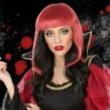 Perruque Halloween Femme Couleur Noir Et Rouge -WIDMANN Magasin Perruque Halloween Femme Couleur Noir et Rouge 1