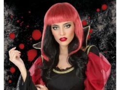 Perruque Halloween Femme Couleur Noir Et Rouge