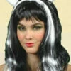 Perruque Halloween Noire Corne De Diablesse Blanche