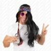 Perruque Hippie Homme - Raide Noire Avec Tresse En Tissu