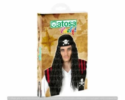 Perruque Pirate Cheveux Longs Avec Bandeau Tête De Mort