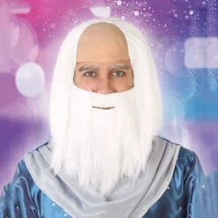 Perruque Et Barbe Magicien Blanc