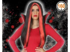 Perruque Sorcière - Noire Mèches Rouges