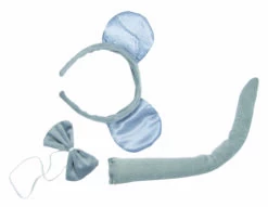 Set De Souris Serre Tete, Queue Et Noeud Papillon Gris