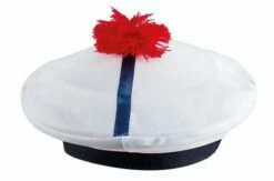 Béret Marin Adulte En Tissu Avec Pompom