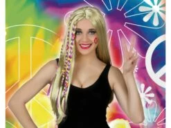 Perruque Adulte Femme Blonde Longue Hippie Avec Tresses