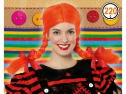 Perruque Adulte Femme Nattes Orange Fifi