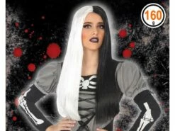 Perruque Sorciere Blanche Et Noire 60cm 160g