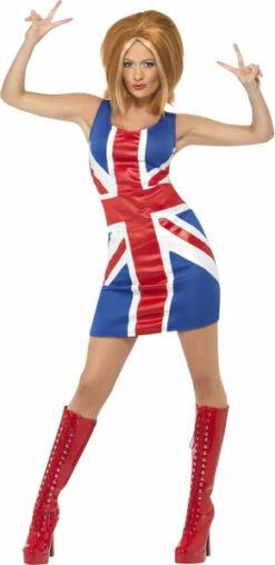 Costume Adulte Femme Icone Années 90 'Spice G. Robe " Union Jack " Taille M Et L